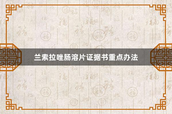 兰索拉唑肠溶片证据书重点办法